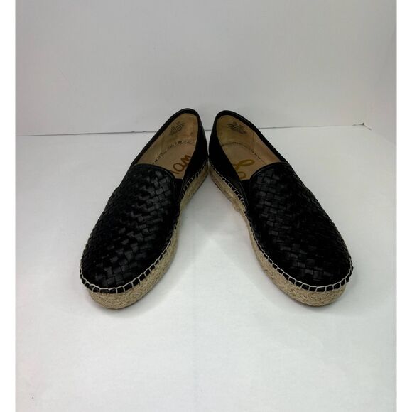 Sam Edelman Catherine Black Leather Platform Espadrille Slip On Shoes Gold - Picture 4 of 10